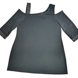 Bellini‎ Black Cold Shoulder Rhinestone Embellished Party Top Size M cocktail